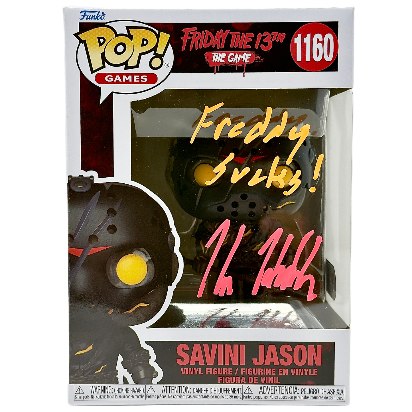 Savini Jason Funko Pop! #1160 signed by Kane Hodder front in-box photo