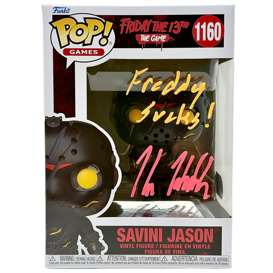 Savini Jason Funko Pop! #1160 signed by Kane Hodder front in-box photo
