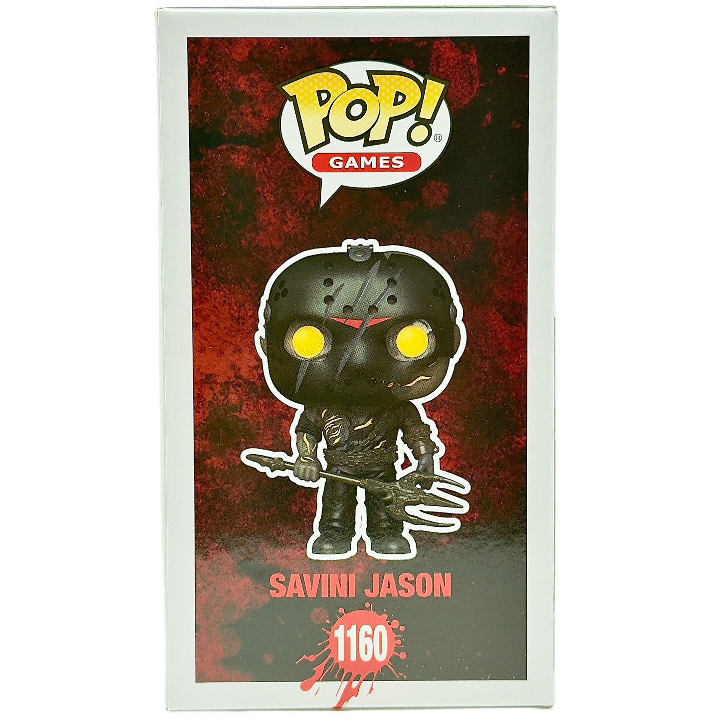 Left side of box for Savini Jason Funko Pop! #1160 signed by Kane Hodder