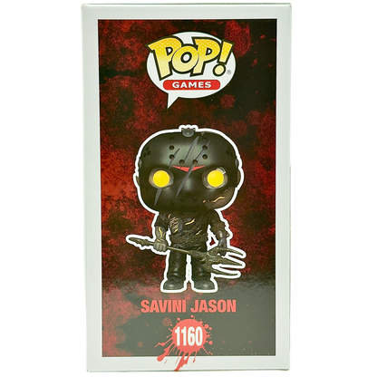 Left side of box for Savini Jason Funko Pop! #1160 signed by Kane Hodder