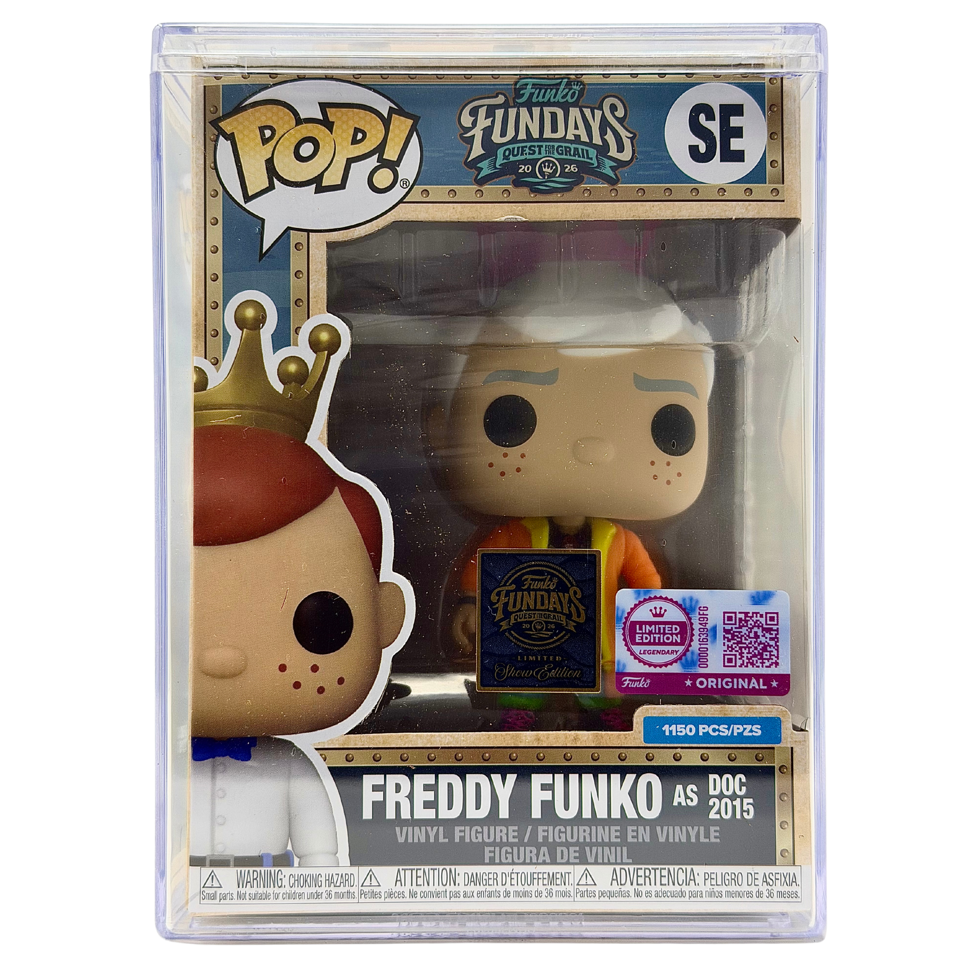 Front in-box view of Freddy Funko as Doc 2015 SE Legendary Limited Edition 1,150 PCS from Back to the Future and Funko Fundays 2026