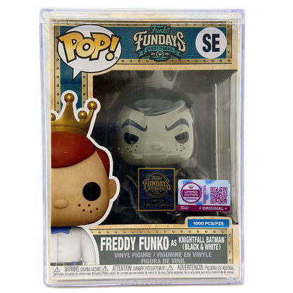 Front in-box view of Freddy Funko as Knightfall Batman Black & White SE Legendary Limited Edition 1,000 PCS from Batman and Funko Fundays 2026