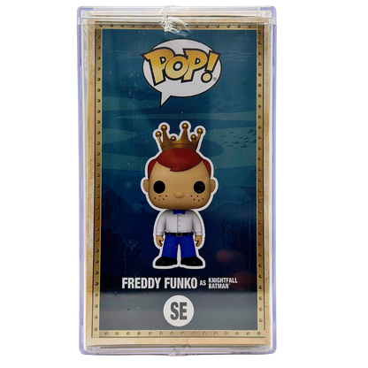 Left-side in-box view of Freddy Funko as Knightfall Batman Black & White SE Legendary Limited Edition 1,000 PCS from Batman and Funko Fundays 2026
