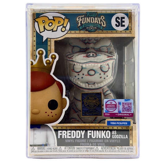 Front in-box view of Freddy Funko as Godzilla SE Legendary Limited Edition 1,150 PCS from Godzilla and Funko Fundays 2026
