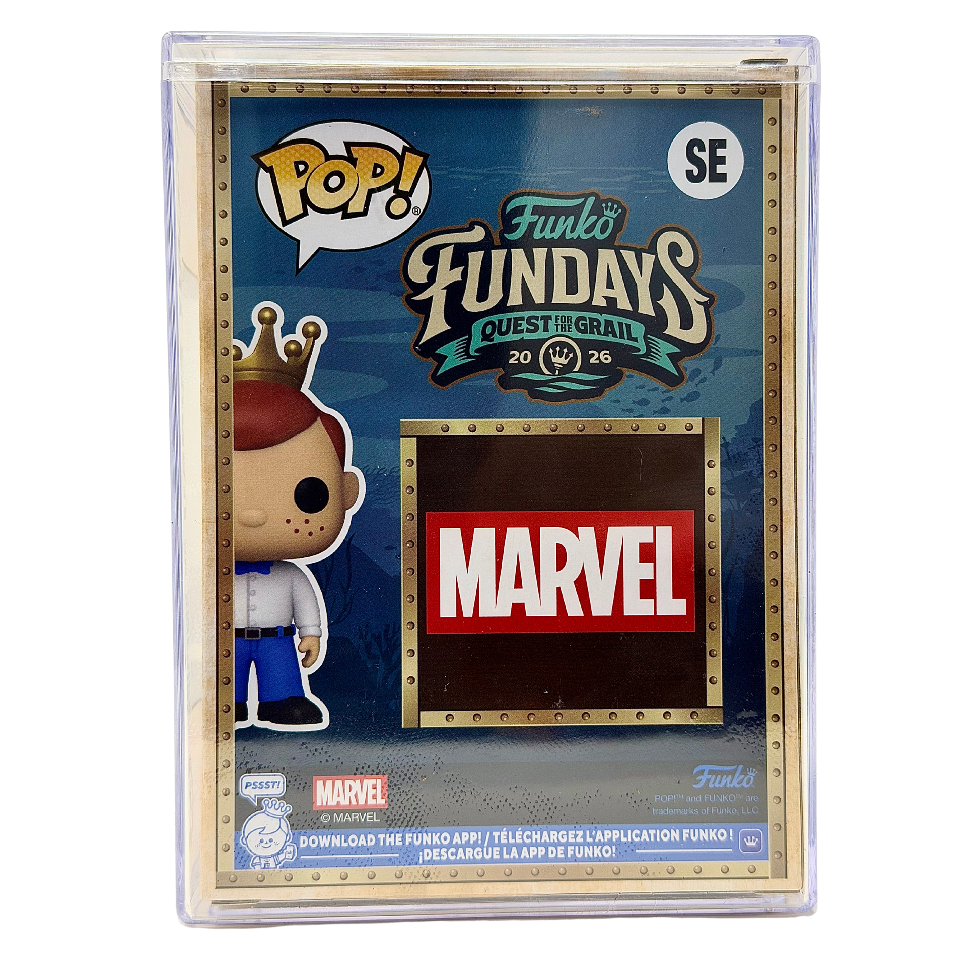 Back in-box view of Freddy Funko as Captain America SE Mythic Limited Edition 100 PCS from Marvel and Funko Fundays 2026