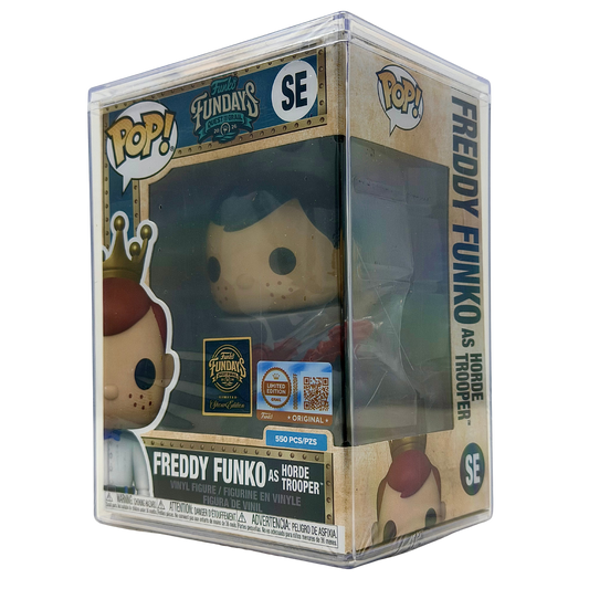 Front right angle in-box view of Freddy Funko as Horde Trooper SE Grail Limited Edition 550 PCS from Masters of the Universe and Funko Fundays 2026