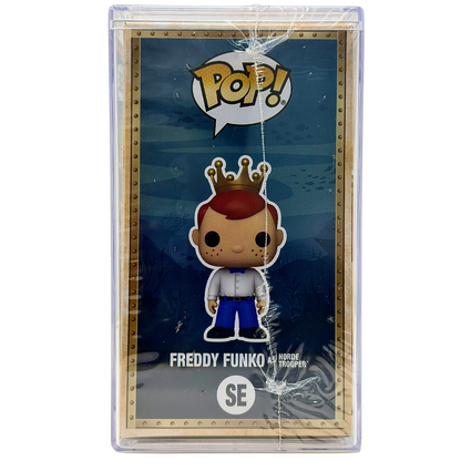 Left-side in-box view of Freddy Funko as Horde Trooper SE Grail Limited Edition 550 PCS from Masters of the Universe and Funko Fundays 2026