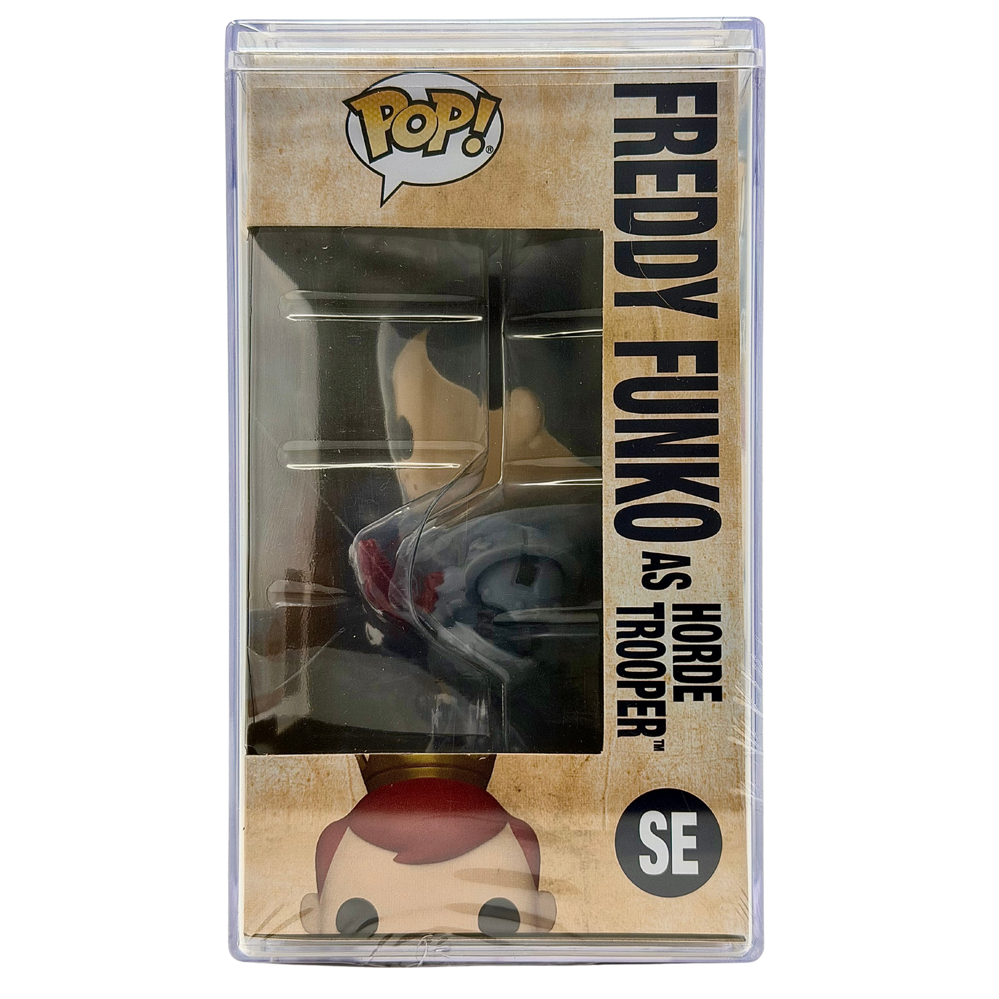 Right-side in-box view of Freddy Funko as Horde Trooper SE Grail Limited Edition 550 PCS from Masters of the Universe and Funko Fundays 2026