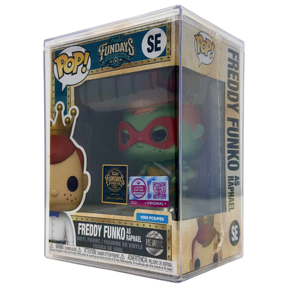 Front right angle in-box view of Freddy Funko as Raphael SE Legendary Metallic Limited Edition 1,050 PCS from Teenage Mutant Ninja Turtles and Funko Fundays 2026