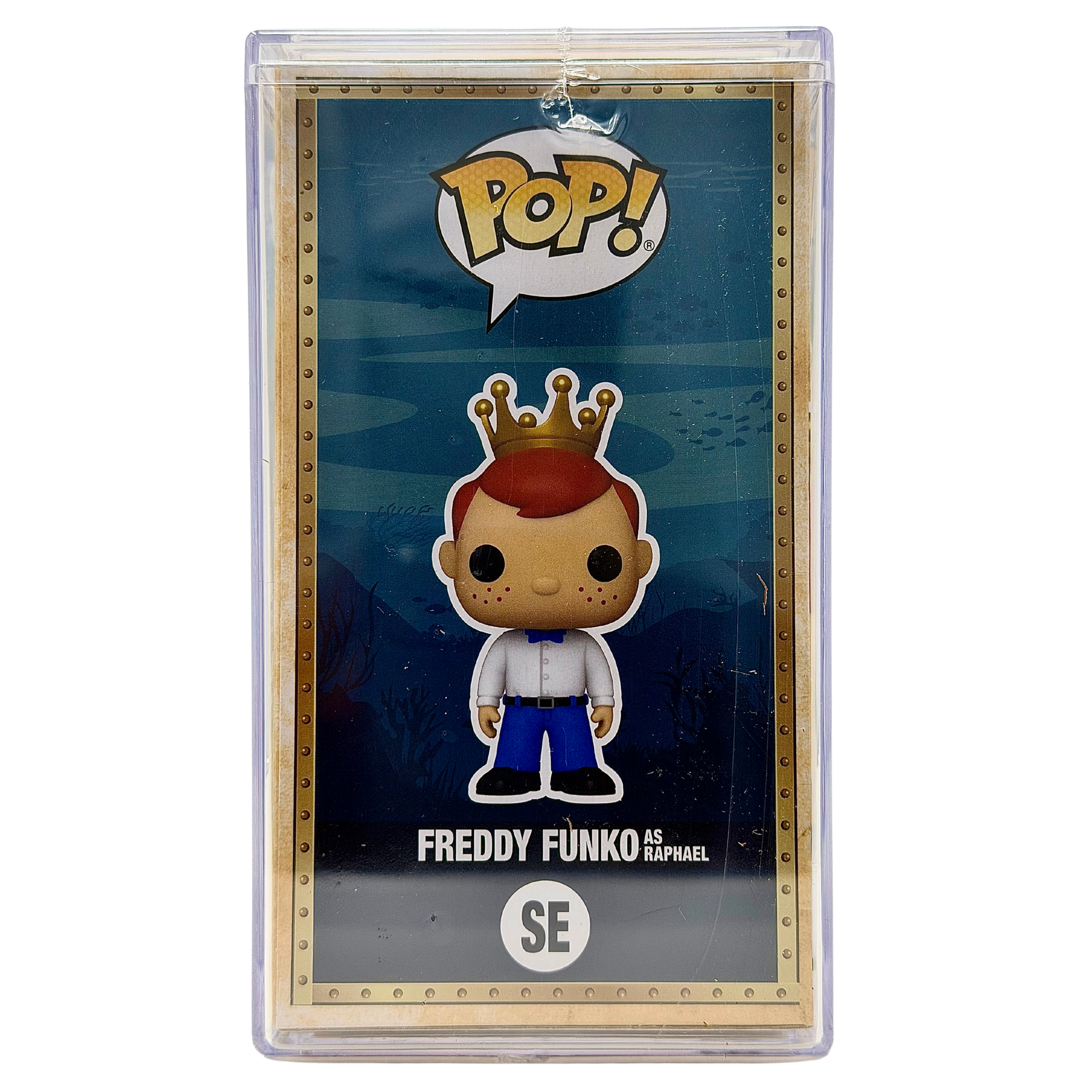 Left-side in-box view of Freddy Funko as Raphael SE Legendary Metallic Limited Edition 1,050 PCS from Teenage Mutant Ninja Turtles and Funko Fundays 2026