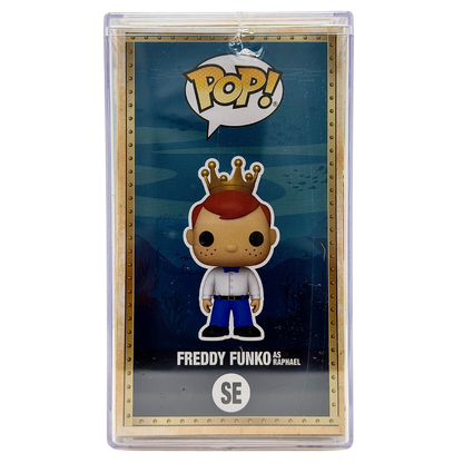 Left-side in-box view of Freddy Funko as Raphael SE Legendary Metallic Limited Edition 1,050 PCS from Teenage Mutant Ninja Turtles and Funko Fundays 2026