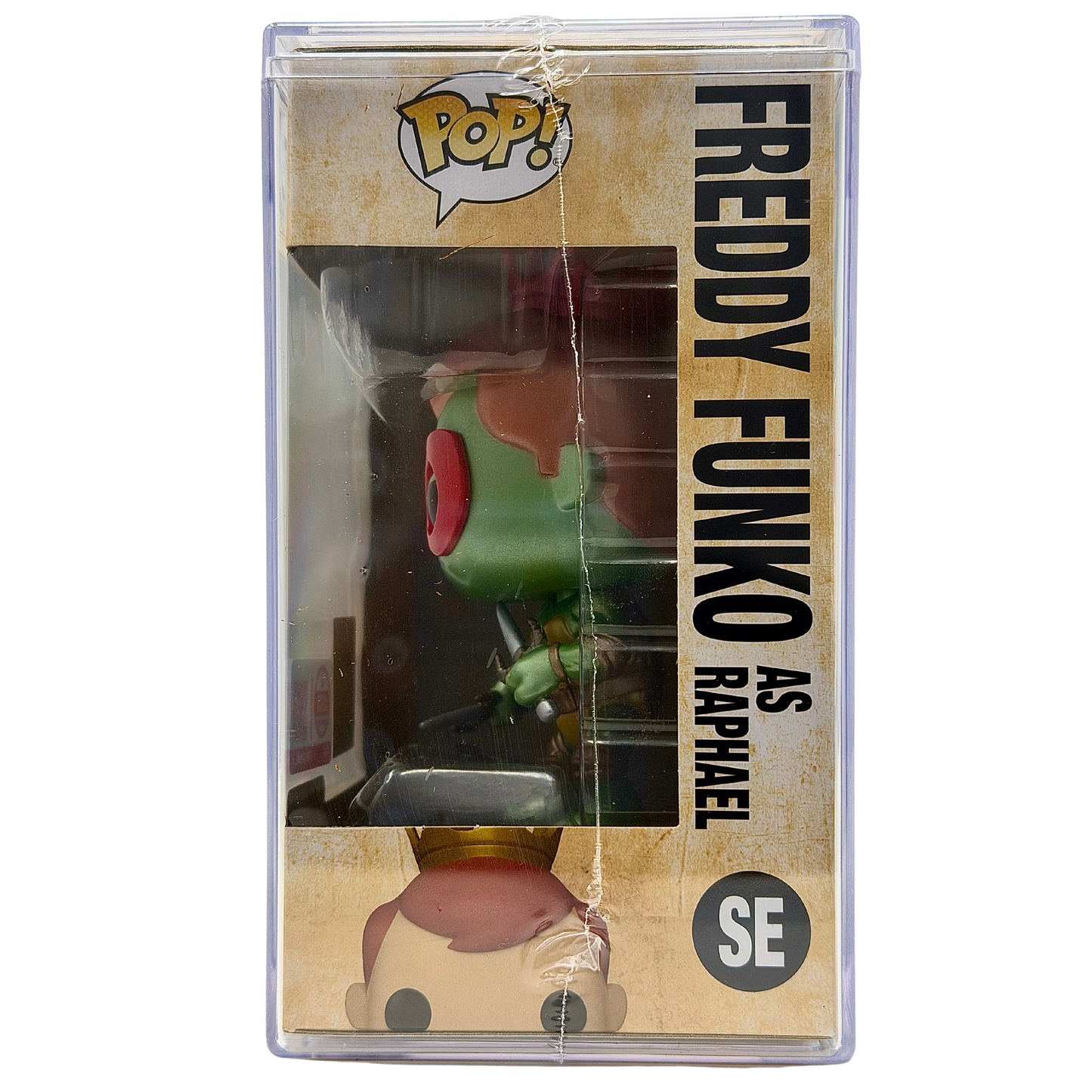 Right-side in-box view of Freddy Funko as Raphael SE Legendary Metallic Limited Edition 1,050 PCS from Teenage Mutant Ninja Turtles and Funko Fundays 2026