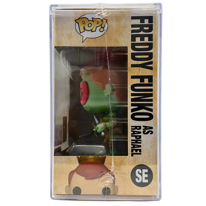 Right-side in-box view of Freddy Funko as Raphael SE Legendary Metallic Limited Edition 1,050 PCS from Teenage Mutant Ninja Turtles and Funko Fundays 2026
