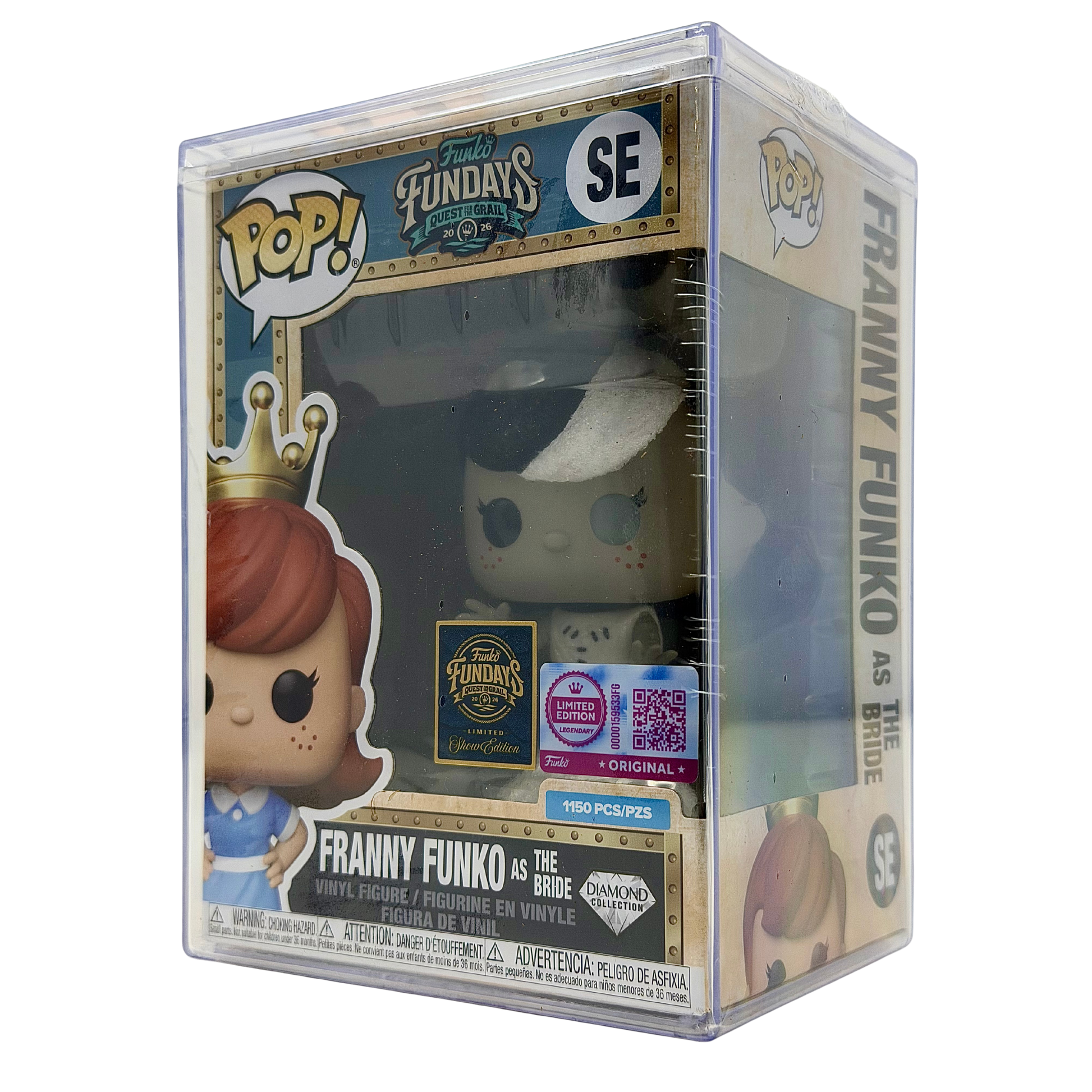Front right angle in-box view of Freddy Funko as The Bride SE Legendary Diamond Collection Limited Edition 1,150 PCS from Funko Fundays 2026