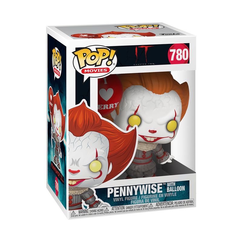 Funko Pop Pennywise with Balloon #780 from IT Chapter Two, shown inside original Funko packaging.

File Name: