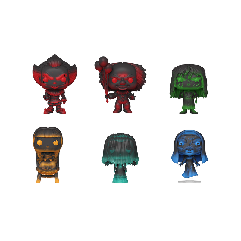Funko Pop! Mystery Warner Bros. Horror Single Mystery Box stock photo showing a random horror Funko Pop! out-of-box
