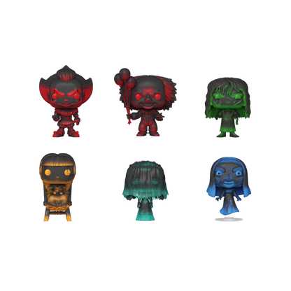 Funko Pop! Mystery Warner Bros. Horror Single Mystery Box stock photo showing a random horror Funko Pop! out-of-box