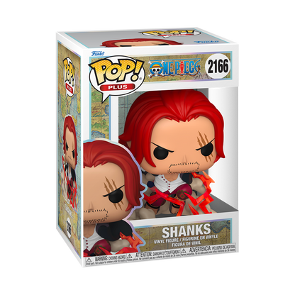 Funko Pop Shanks #2166 from One Piece, shown inside original Funko packaging.