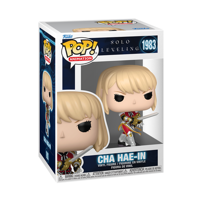 Funko Pop Cha Hae-In #1983 from Solo Leveling, shown inside original Funko packaging.