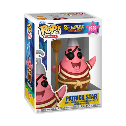 Funko Pop Patrick Star Pirate #1939 from The SpongeBob Movie Search for SquarePants, shown inside original Funko packaging.