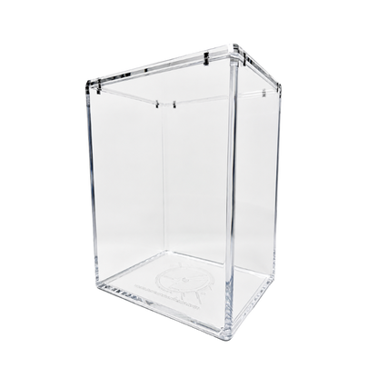 Angled view of the Funko Slayer Armor display case for standard 4-inch Funko Pop! protectors featuring a magnetic stackable lid.