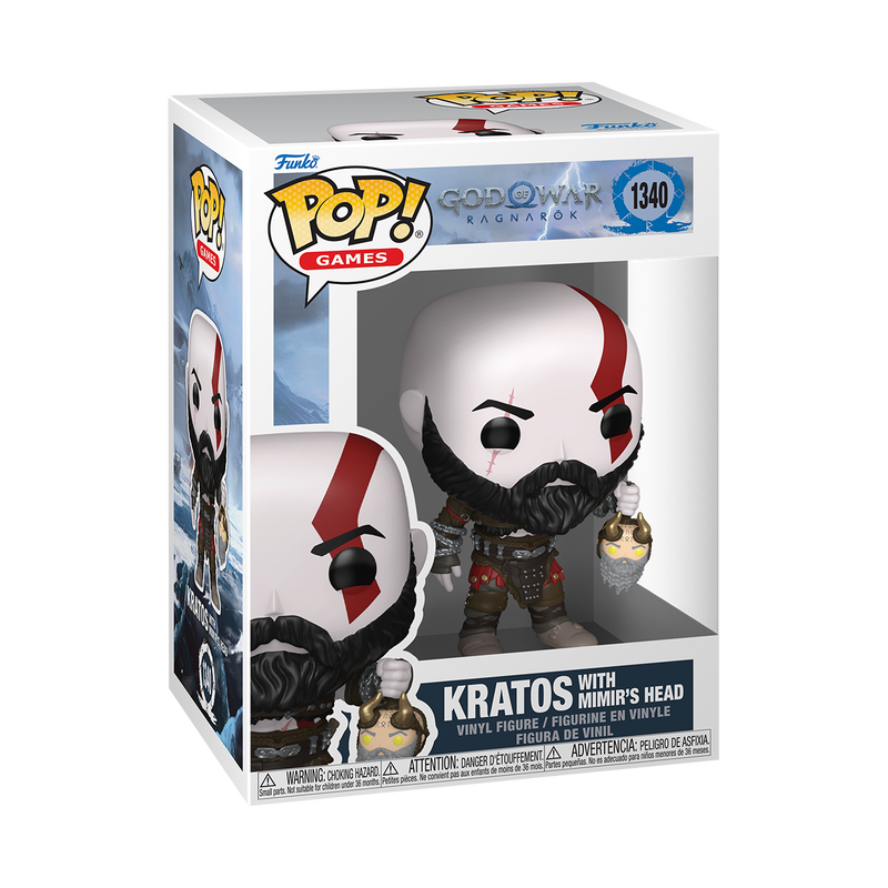 Kratos with Mimir's Head Funko Pop! #1340 stock photo in-box from God of War Ragnarok