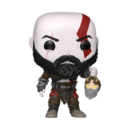 Kratos with Mimir's Head Funko Pop! #1340 stock photo out-of-box from God of War Ragnarok