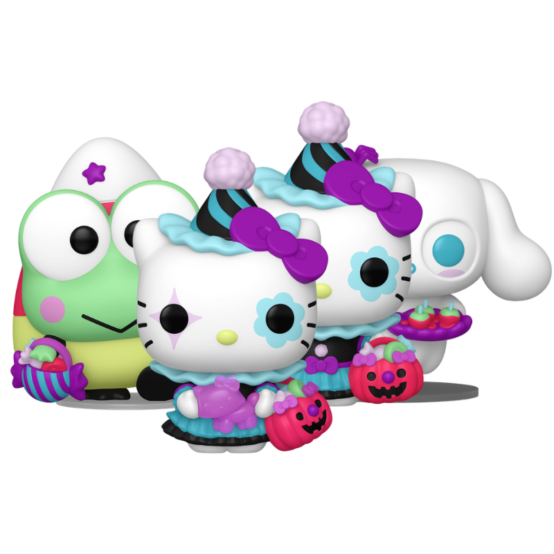Hello Kitty Cinnamoroll and Keroppi Spooky Glow Funko Pop! #155 #156 #157 stock photo out-of-box from Hello Kitty and Friends