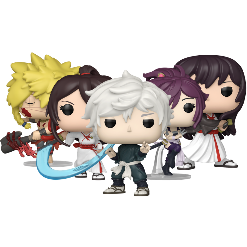 Gabimaru Sagiri Chobe Toma and Yuzuriha Funko Pop! #2278 #2279 #2280 #2281 #2282 stock photo out-of-box from Hell’s Paradise