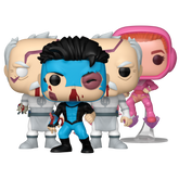 Invincible Funko Pop! set stock photo out-of-box Atom Eve Conquest Common Conquest Chase and Invincible
