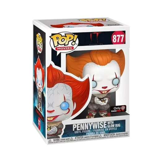 Pennywise with Glow Bug Funko Pop! #877 GameStop Exclusive stock photo in box figure from IT Chapter 2
