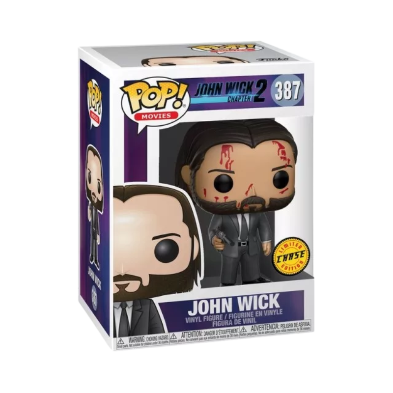 John Wick Funko Pop! #387 Chase stock photo in box figure from John Wick Chapter 2

