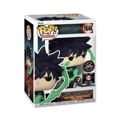 Megumi Fushiguro Funko Pop! #1646 Glow Chase Chalice Collectibles Pre-Release Exclusive stock photo in-box from Jujutsu Kaisen