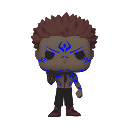 Ryomen Sukuna with Heart Funko Pop! #1118 Glow Chase Special Edition stock photo glowing in the dark from Jujutsu Kaisen