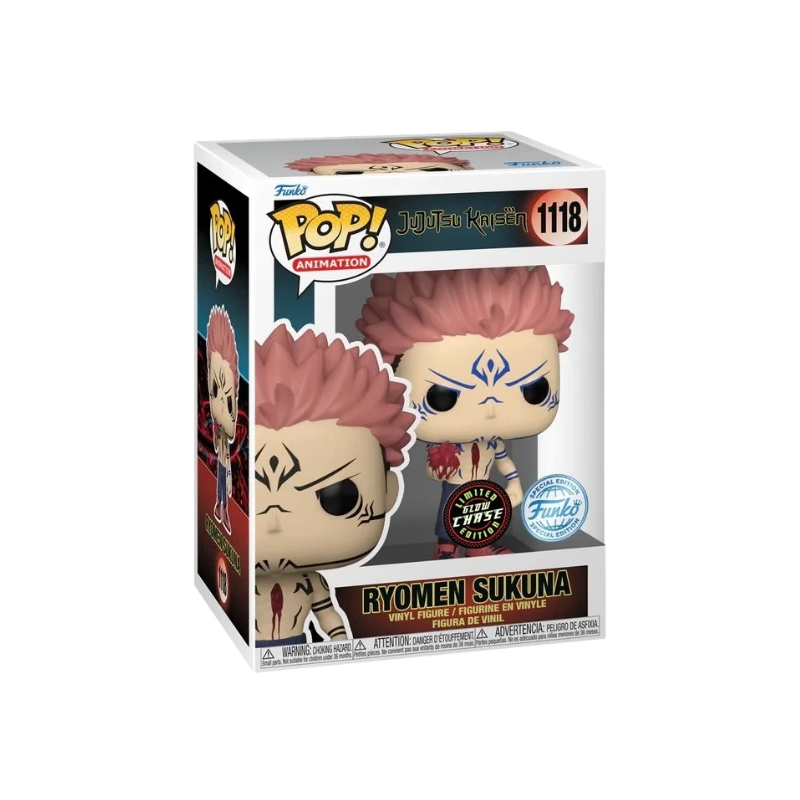 Ryomen Sukuna with Heart Funko Pop! #1118 Glow Chase Special Edition stock photo in-box from Jujutsu Kaisen