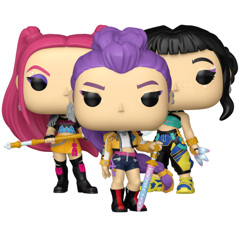KPop Demon Hunters Girl Trio Set Funko Pop bundle with Zoey #2256 Rumi #2257 and Mira #2258 out of box