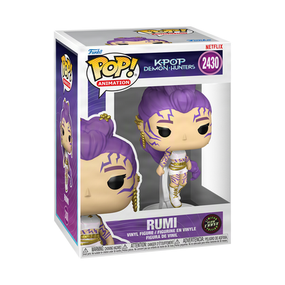 Rumi Funko Pop! #2430 What It Sounds Like Glow Chase stock photo in-box from KPop Demon Hunters