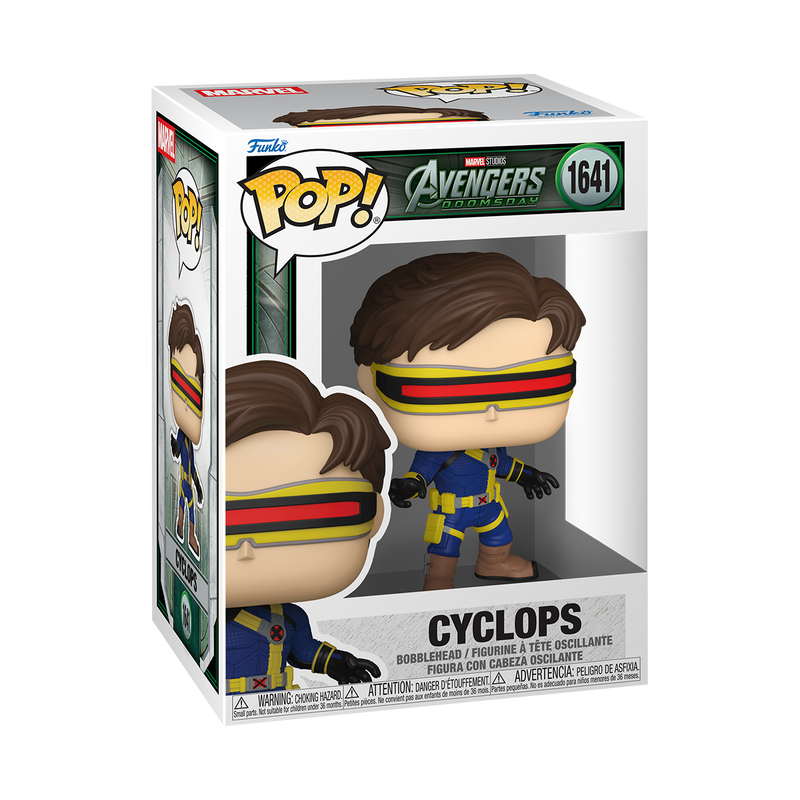 Cyclops Funko Pop! #1641 stock photo in-box from Marvel Avengers Doomsday
