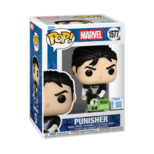 Punisher with Sword Funko Pop! #1577 Emerald City Comic Con Official Convention Sticker stock photo in-box from Marvel