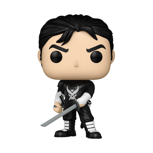 Punisher with Sword Funko Pop! #1577 Emerald City Comic Con Official Convention Sticker stock photo out-of-box from Marvel