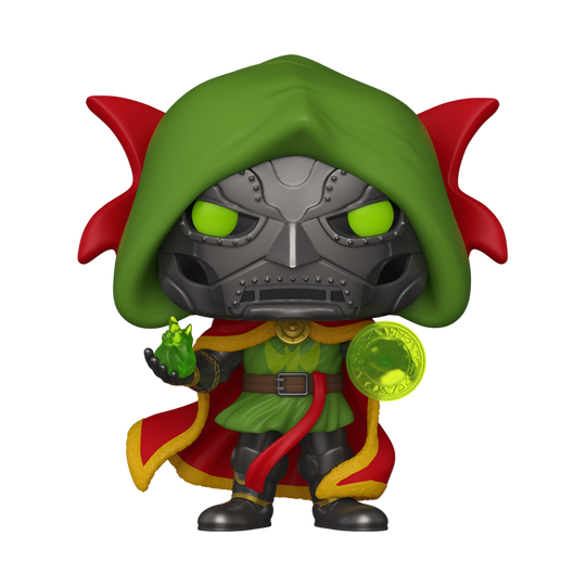 Stock photo of Marvel Funko Pop! Sorcerer Supreme Doom #1631 Funko Exclusive out of box.