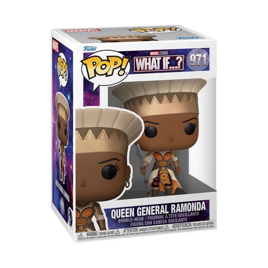 Queen General Ramonda Funko Pop! #971 in box packaging from Marvel What If