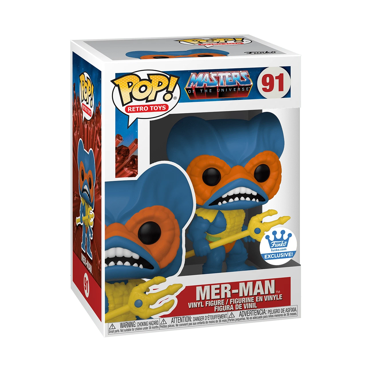 Mer-Man Funko Pop! #91 Funko Exclusive in box packaging from Masters of the Universe