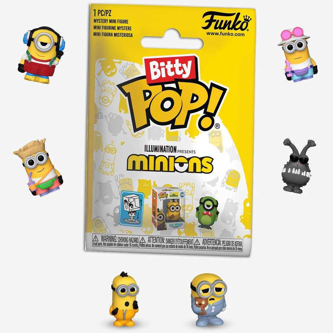 Minions Bitty Pop! 1PC Mystery Bag stock photo in-bag