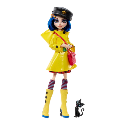 Coraline Skullector x LAIKA Doll stock photo out-of-box with cat from Monster High