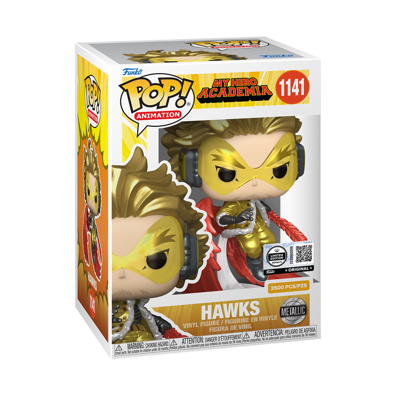 Funko Pop! My Hero Academia Hawks Metallic #1141 Royalty Limited Edition figure shown inside original retail packaging
