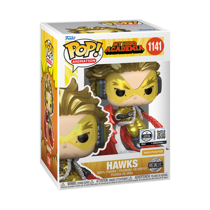 Funko Pop! My Hero Academia Hawks Metallic #1141 Royalty Limited Edition figure shown inside original retail packaging