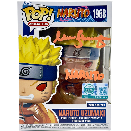 Naruto Uzumaki Funko Pop! #1968 Supreme Limited Edition 9,500 PCS signed by Maile Flanagan front in-box photo