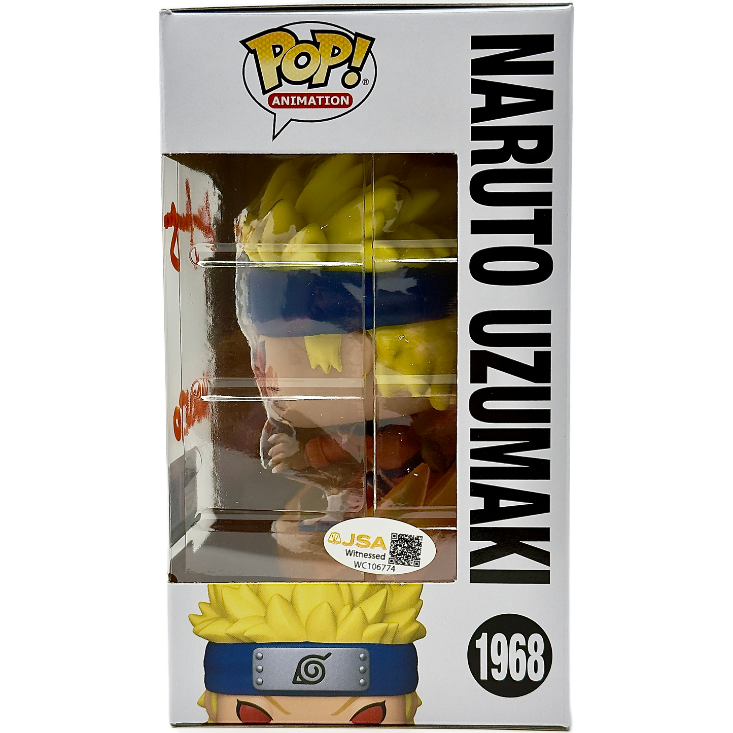 Right side of box for Naruto Uzumaki Funko Pop! #1968 Supreme Limited Edition 9,500 PCS signed by Maile Flanagan