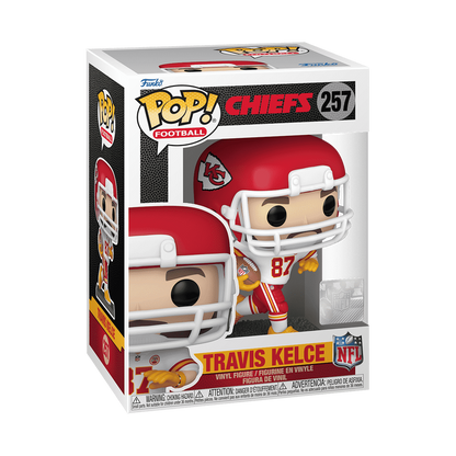 Travis Kelce Away Uniform Funko Pop! #257 stock photo in-box from NFL Kansas City Chiefs